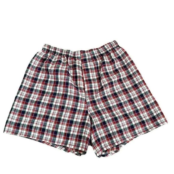 Hanes Mens Boxers Cotton Blend Elastic Waist Red White Navy Plaid SZ M - Picture 2 of 8